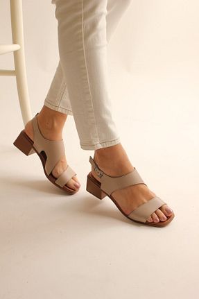صندل بژ زنانه پاشنه ضخیم Maiss Shoes - کد 732668347