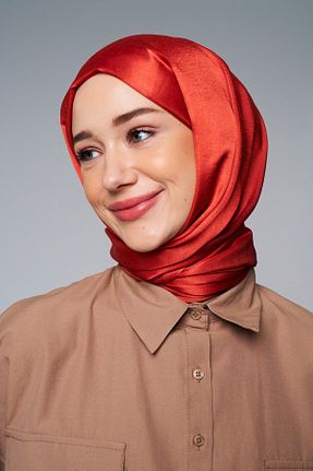 شال نارنجی زنانه میکرو ساتن Modakaşmir - کد 855392589