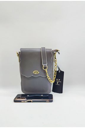 کیف مجلسی طوسی زنانه چرم خالص valentina victoria - کد 855411120