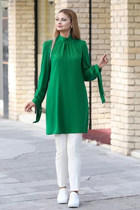 تونیک حجاب سبز زنانه پنبه پلی استر AHUNUR Tesettürde Mutluluk - کد 855436887