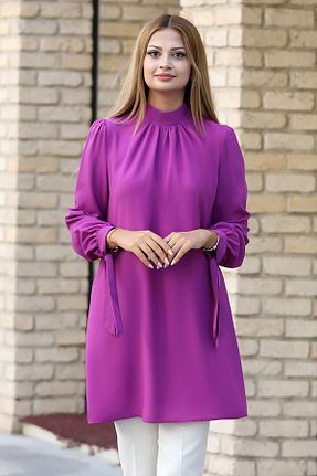 تونیک حجاب بنفش زنانه پنبه پلی استر AHUNUR Tesettürde Mutluluk - کد 855436895