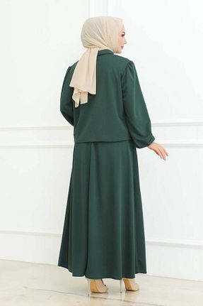ست بالاتنه و پائین تنه حجاب سبز زنانه گشاد MG - کد 855494325