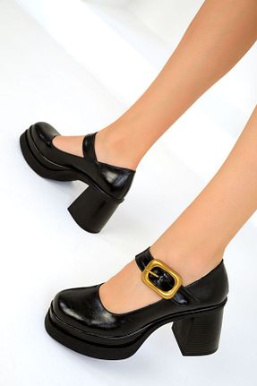 کفش پاشنه بلند کلاسیک مشکی زنانه چرم مصنوعی SOHO - کد 854143924