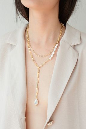 گردنبند نقره طلائی زنانه 925 عیار Linya Jewellery - کد 116723558