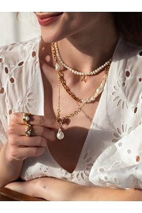 گردنبند نقره طلائی زنانه 925 عیار Linya Jewellery - کد 730007337