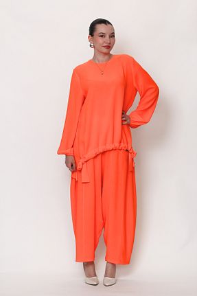 ست بالاتنه و پائین تنه نارنجی زنانه بافتنی Pieef - کد 855221006