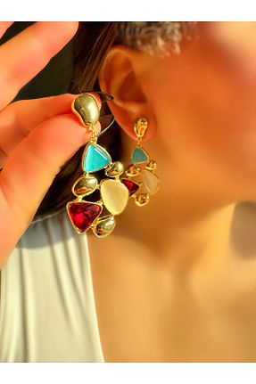 گوشواره جواهر طلائی زیرکن TAKİŞKO - کد 855156687