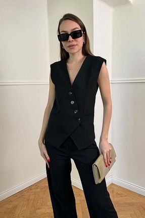 ست بالاتنه و پائین تنه مشکی زنانه بافتنی QİMYA BUTİK - کد 829599377