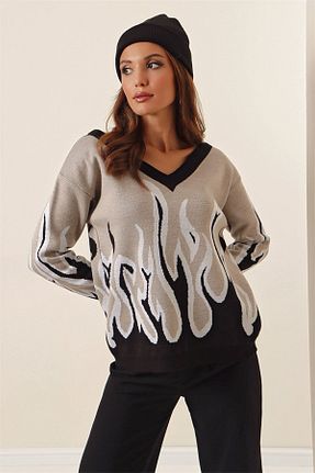 پلیور قهوه ای زنانه ساده AQE FASHION - کد 354792614