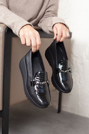 کفش کژوال مشکی زنانه چرم خالص Mammamia - کد 855218182