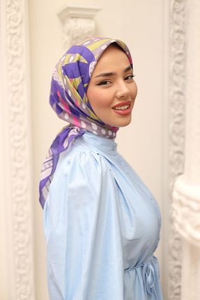 روسری بنفش پلی استر Silk Home - کد 855384969