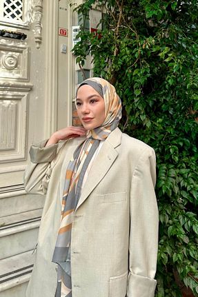 شال طوسی زنانه پنبه ای İpekhan - کد 855242475