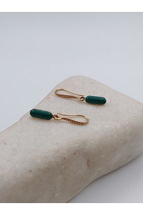 گوشواره جواهر سبز برنجی takitokaciniz - کد 743136860