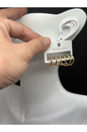گوشواره جواهر طلائی استیل ضد زنگ Vuslat - کد 845435168