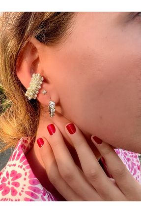 گوشواره غضروفی جواهر طلائی زنانه فلزی Shine All Day by Sevgi - کد 740457627