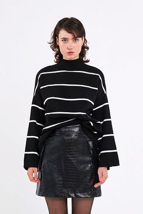 پلیور مشکی زنانه اورسایز Dier Moda - کد 806528683