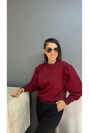 سوئیشرت زرشکی زنانه رنگی KLC MODA - کد 855384862