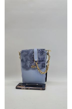 کیف مجلسی آبی زنانه چرم خالص valentina victoria - کد 855411117