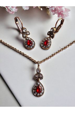 ست جواهر قرمز زنانه فلزی FAYRA ACCESSORIES - کد 855420236