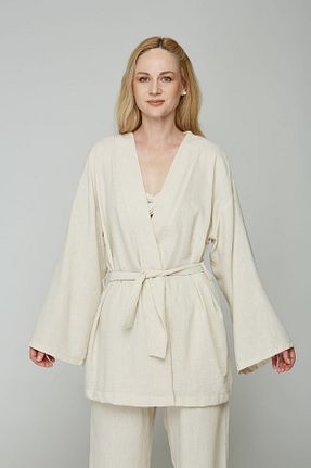 کیمونو و کافتان نباتی زنانه مخلوط کتان estewoman - کد 830991463
