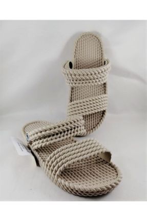 صندل بژ زنانه پاشنه ساده پاشنه کوتاه ( 4 - 1 cm ) حصیری کد 92764877
