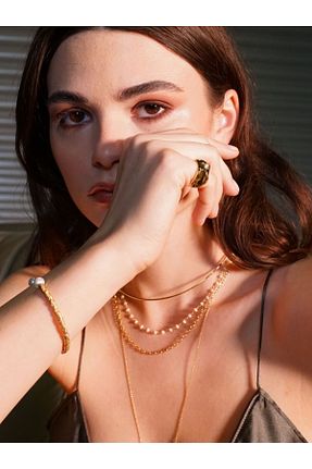 گردنبند نقره طلائی زنانه 925 عیار Linya Jewellery - کد 730045599