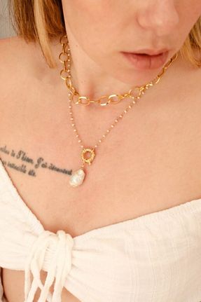 گردنبند نقره طلائی زنانه 925 عیار Linya Jewellery - کد 116724706