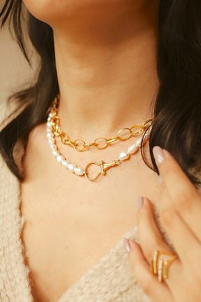 گردنبند نقره طلائی زنانه 925 عیار Linya Jewellery - کد 71941410