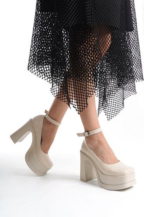 کفش پاشنه بلند کلاسیک بژ زنانه چرم مصنوعی asmi shoes - کد 847289393