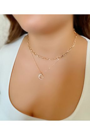 گردنبند جواهر طلائی زنانه برنجی TAKİŞKO - کد 855156054