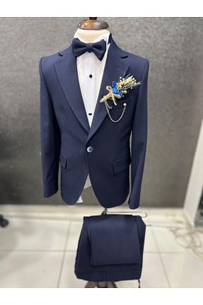 کت و شلوار سرمه ای بچه گانه یقه کتی SENİOR - کد 844579430