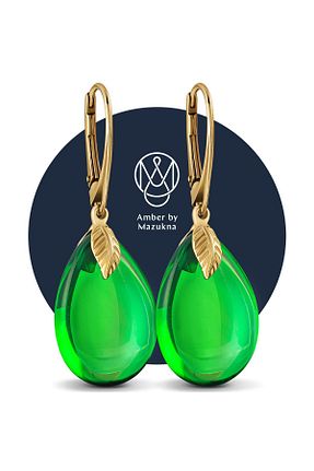 گوشواره نقره سبز زنانه 925 عیار Amber by Mazukna - کد 744406115
