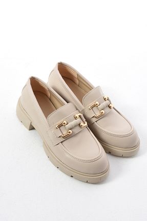 کفش لوفر بژ زنانه پاشنه کوتاه (1 - 4 سانتی متر) Gökçe Shoes - کد 855408926