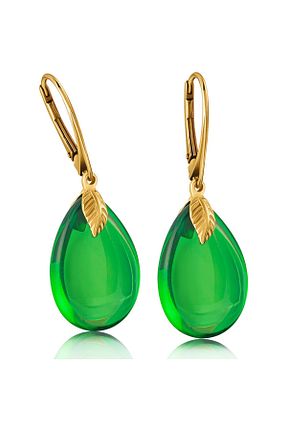 گوشواره نقره سبز زنانه 925 عیار Amber by Mazukna - کد 744406115
