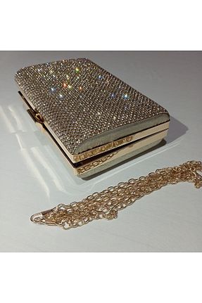کیف مجلسی طلائی زنانه چرم مصنوعی Şarra Gossi - کد 445149138