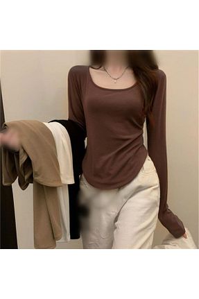 بادی قهوه ای زنانه یقه دوچرخه Karakedi - کد 855318068