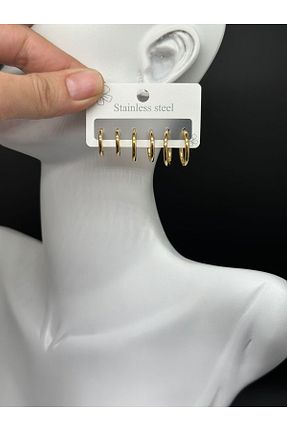 گوشواره جواهر طلائی استیل ضد زنگ Vuslat - کد 845435168