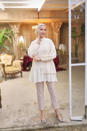 پیراهن حجاب بژ زنانه Çan hilla line - کد 849470917