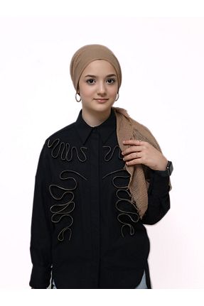 شال قهوه ای زنانه پنبه ای ULMO SCARFS - کد 781757125