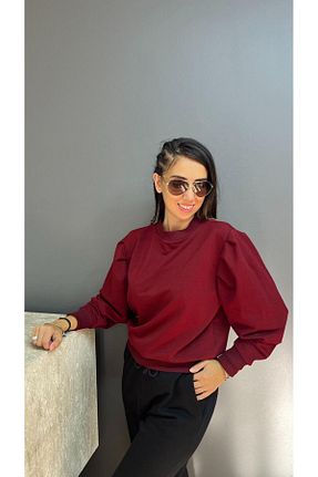 سوئیشرت زرشکی زنانه رنگی KLC MODA - کد 855384862