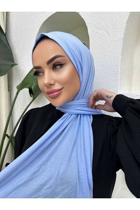 شال آبی زنانه پنبه ای Lidya Şal - کد 855380782