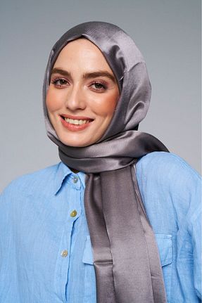 شال طوسی زنانه میکرو ساتن Modakaşmir - کد 855392894