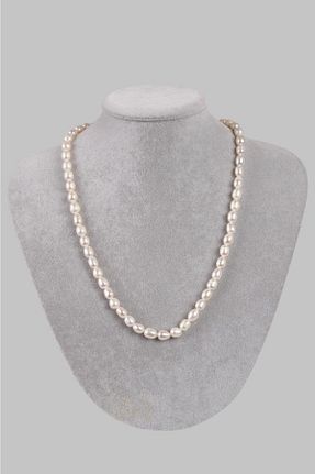گردنبند جواهر بژ زنانه مروارید Saff Doğal Taş - کد 122978985