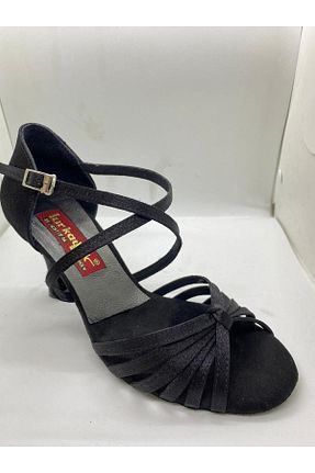 کفش پاشنه بلند کلاسیک مشکی زنانه پارچه ای DANS AYAKKABISI - کد 301152749