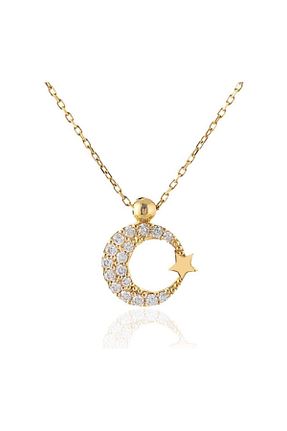گردنبند طلا سبز زنانه 14 عیار MOOM MÜCEVHERAT - کد 45286714