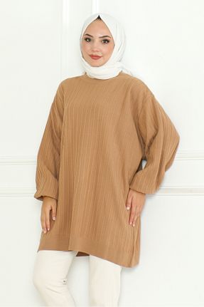 تونیک حجاب قهوه ای زنانه پنبه ای Bestenur - کد 855233729