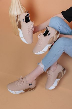 کفش پیاده روی بژ زنانه چرم مصنوعی layki - کد 306191466