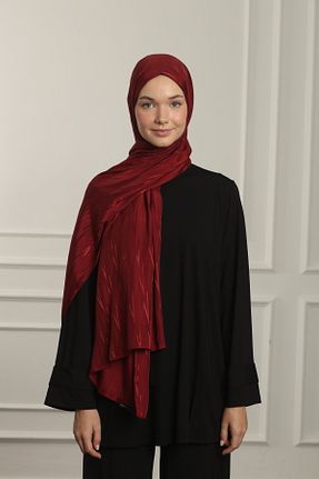 شال زرشکی زنانه ابریشم MAQ DESIGN - کد 855532312