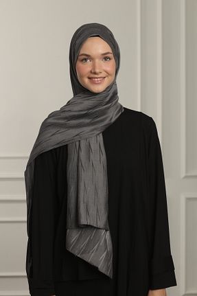 شال طوسی زنانه ابریشم MAQ DESIGN - کد 855530503