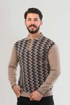 پلیور قهوه ای مردانه ساده Kamalı - کد 855518604
